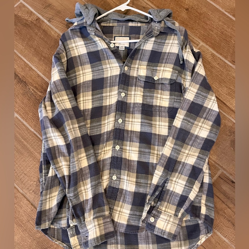 American Eagle Outfitters gray and Cream Casual Button Down Shirt